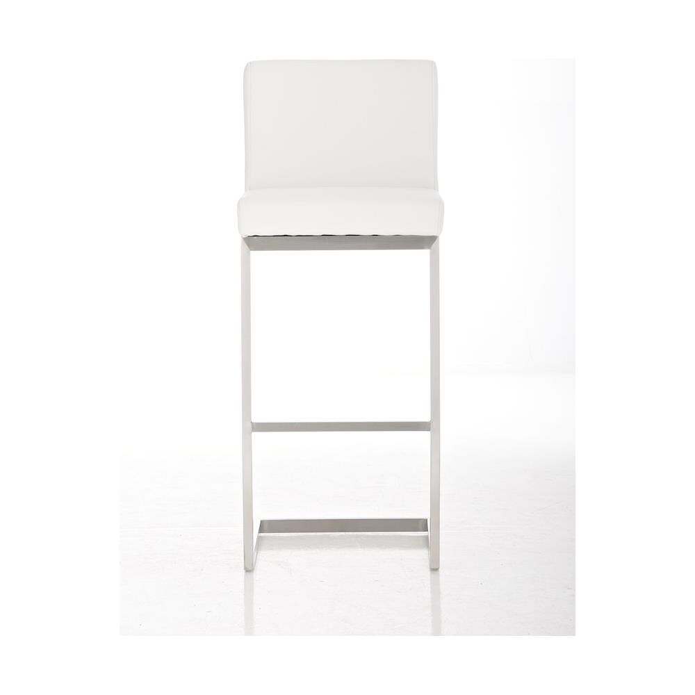 Sgabello Alto in Acciaio Inox Paros in Similpelle I Sgabello Bar Seduta 77 CM | Sgabello Design con Schienale E Poggiapiedi I Sedia Cucina Bianco - Foto 2