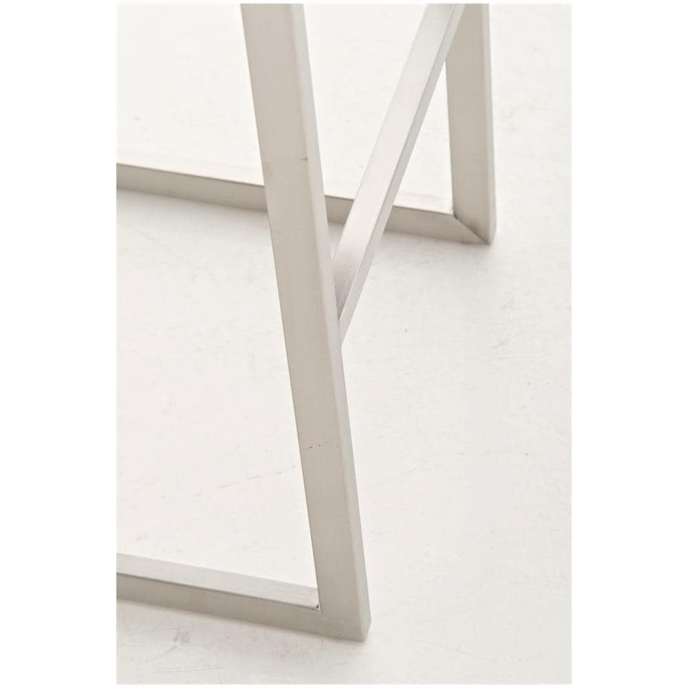 Sgabello Alto in Acciaio Inox Paros in Similpelle I Sgabello Bar Seduta 77 CM | Sgabello Design con Schienale E Poggiapiedi I Sedia Cucina Bianco - Foto 5