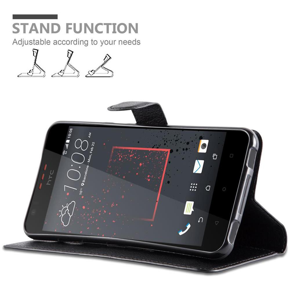 Custodia Compatibile Con Htc Desire 10 Lifestyle / Desire 825 In Nero Carbone - Coperchio Protettiva Con Chiusura Magnetica, Funzione Stand E Tasca Per Le Carte - Foto 5