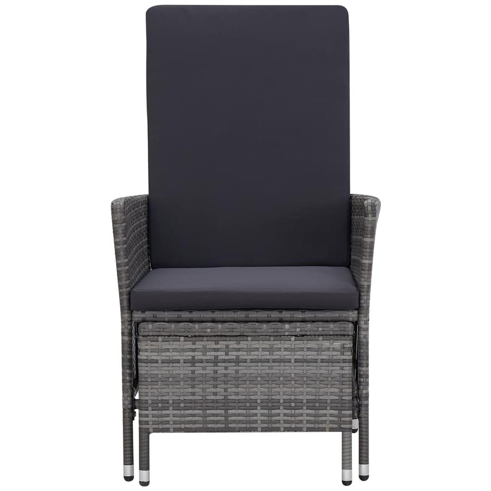 Sedia da Giardino Reclinabile con Cuscino in Polyrattan Grigio - Foto 2