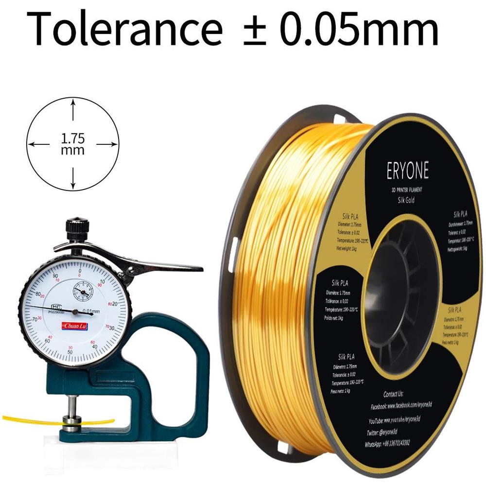 Pla Filamento 175 Millimetri Di Seta Doro Argento Di Seta Seta Rame Eryone Stampa 3d Filament Pla Per Stampante 3d E Penna 3d 1kg 1 Spool - Foto 4