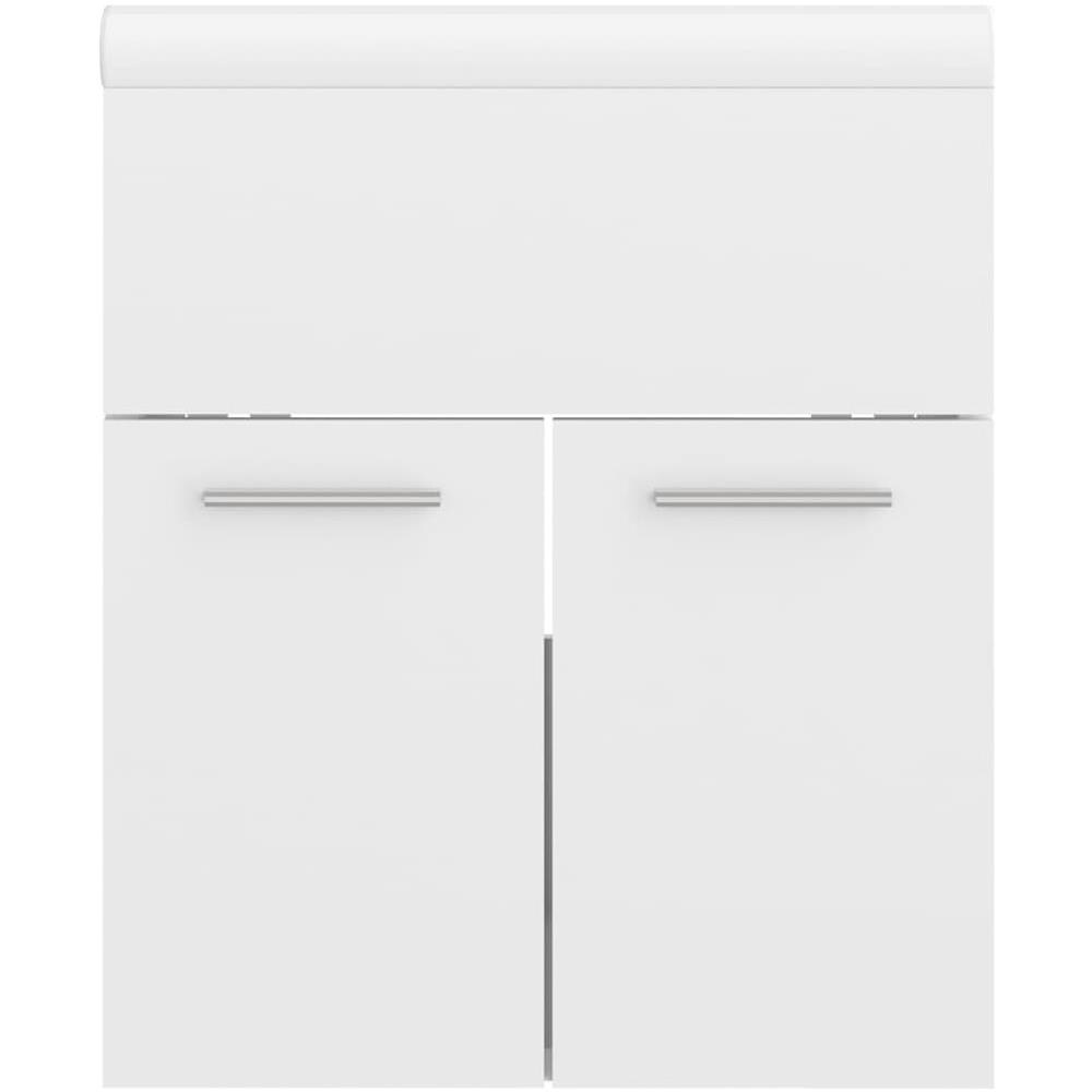 Mobile Bagno con Lavabo Integrato Bianco Lucido in Truciolato - Foto 8