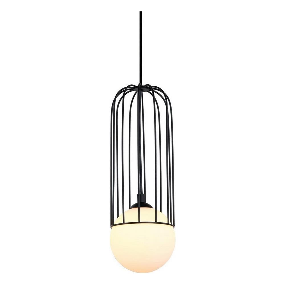 Lampada A Sospensione Moderna Nera 1 Luce Con Paralume Nero E Bianco, G9 - Foto 1