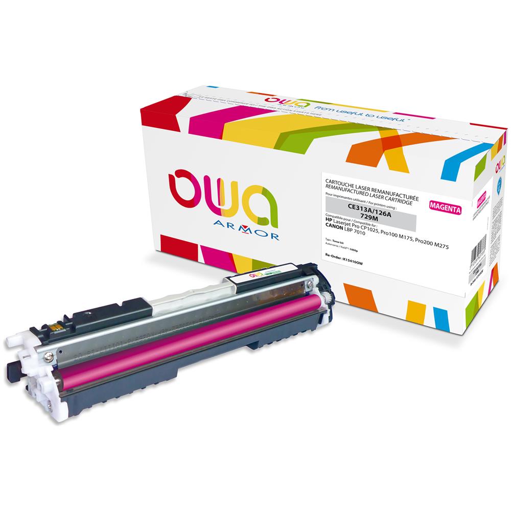 K15410OW, Cartuccia, Magenta, Laser, HP, Laserjet Pro CP1025, Pro100 M175, Pro200 M275, CANON LBP 7010, CE313A, 729M - Foto 1