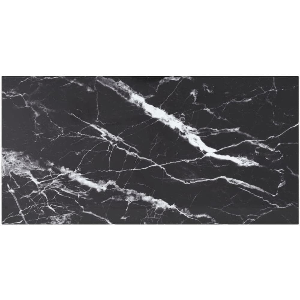 Piano Tavolo Nero 100x50cm 6mm In Vetro Temperato Aspetto Marmo - Foto 1