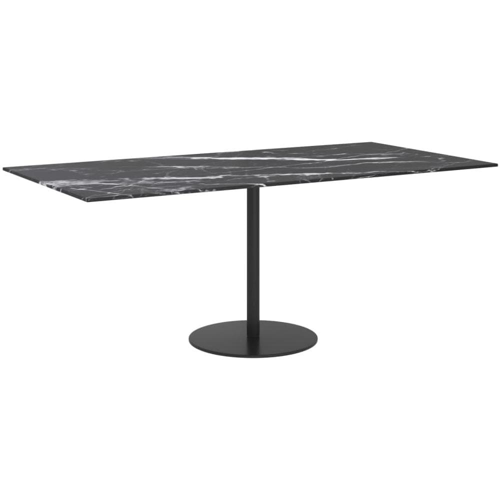 Piano Tavolo Nero 100x50cm 6mm In Vetro Temperato Aspetto Marmo - Foto 2
