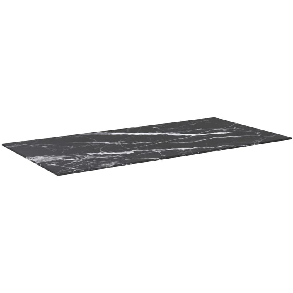 Piano Tavolo Nero 100x50cm 6mm In Vetro Temperato Aspetto Marmo - Foto 3