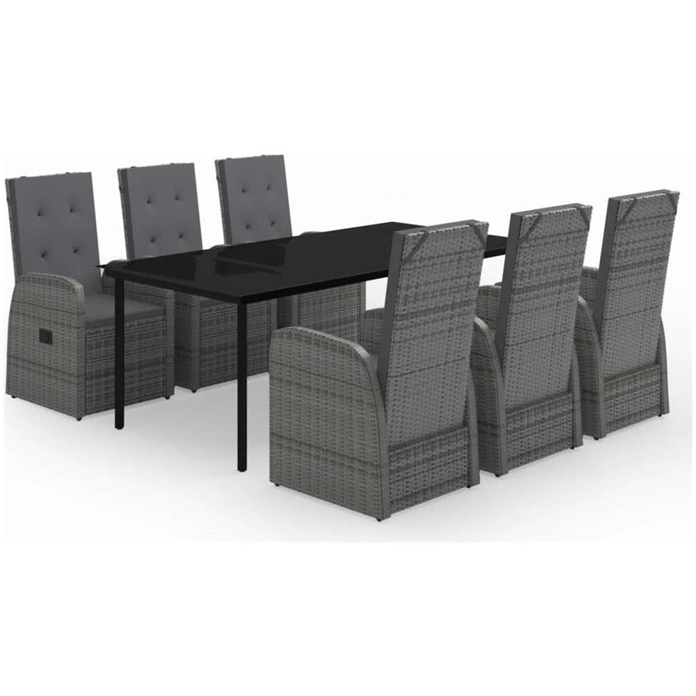 Set Mobili Da Pranzo Da Giardino 7 Pz Con Cuscini Grigio - Foto 2