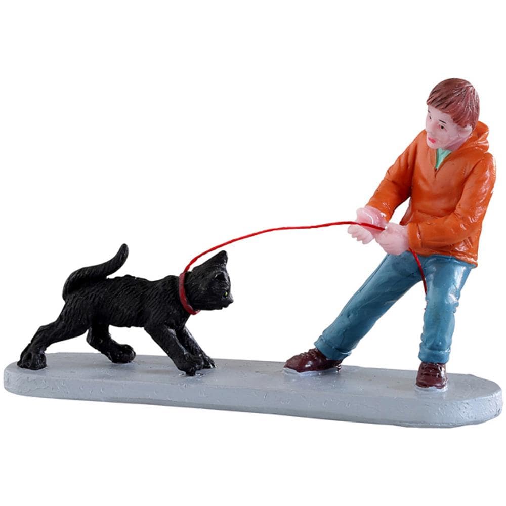 Ragazzo Passeggia Con Gatto Lemax Decorazione Natale Multicolore - Foto 1