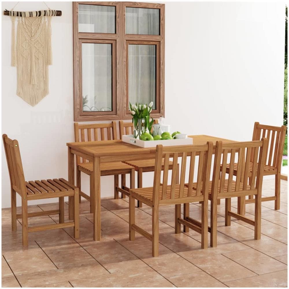 Set Da Pranzo Per Esterni 7 Pz In Legno Massello Di Teak - Foto 1