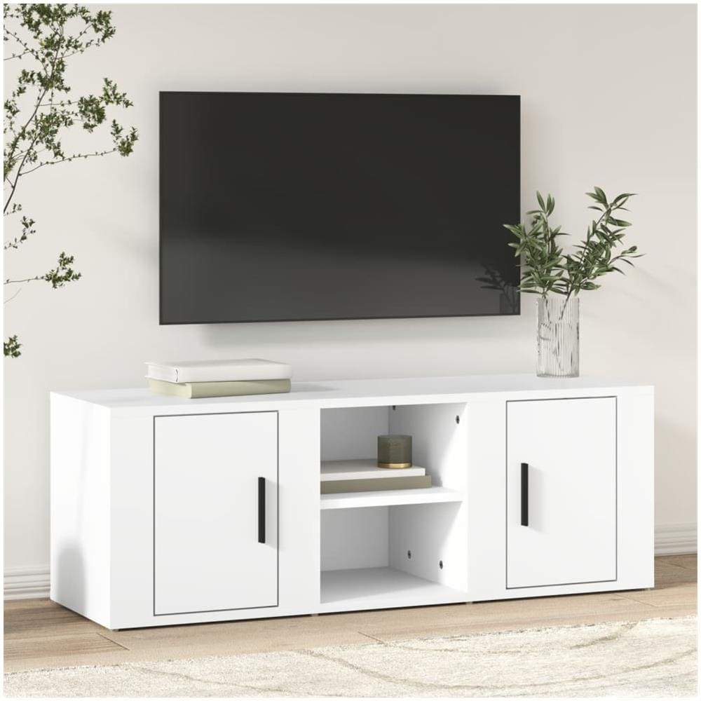 Mobile Porta Tv Bianco 100x31,5x35 Cm In Legno Multistrato - Foto 1