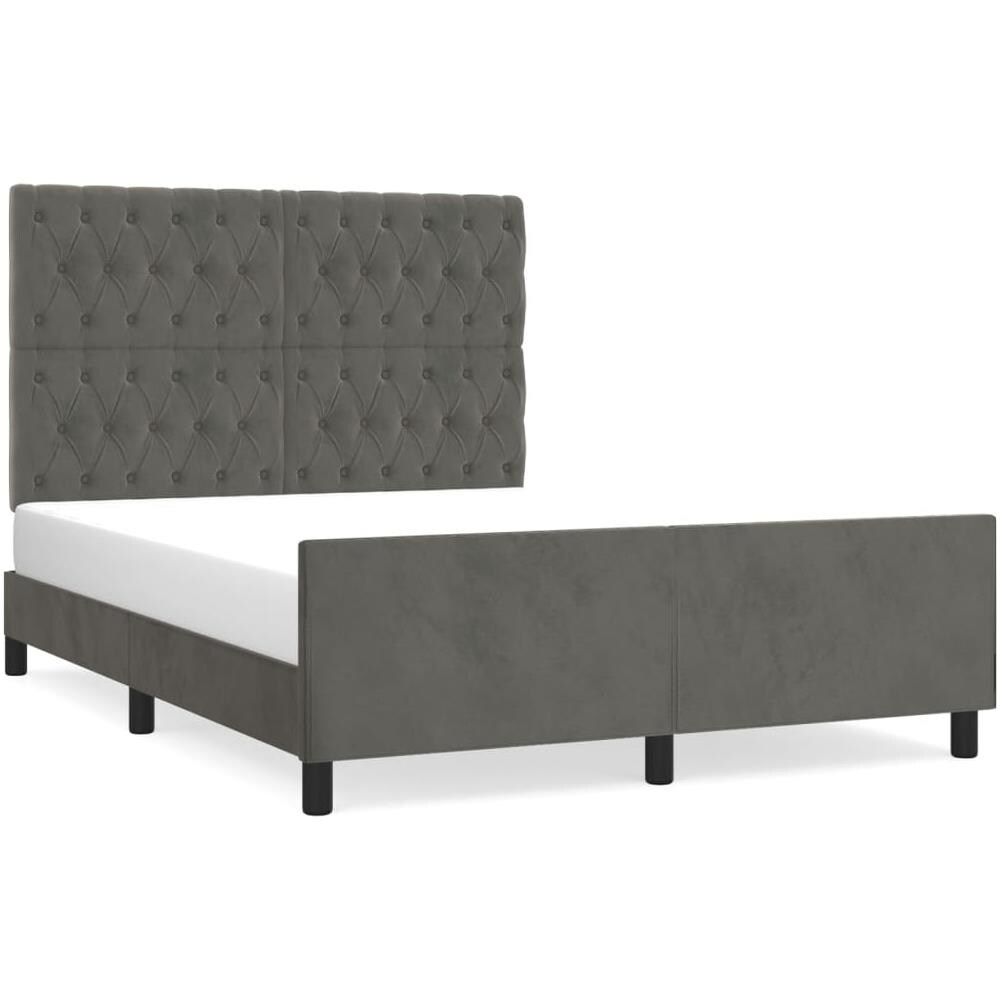 Giroletto Con Testiera Grigio Scuro 140x190 Cm In Velluto - Foto 2