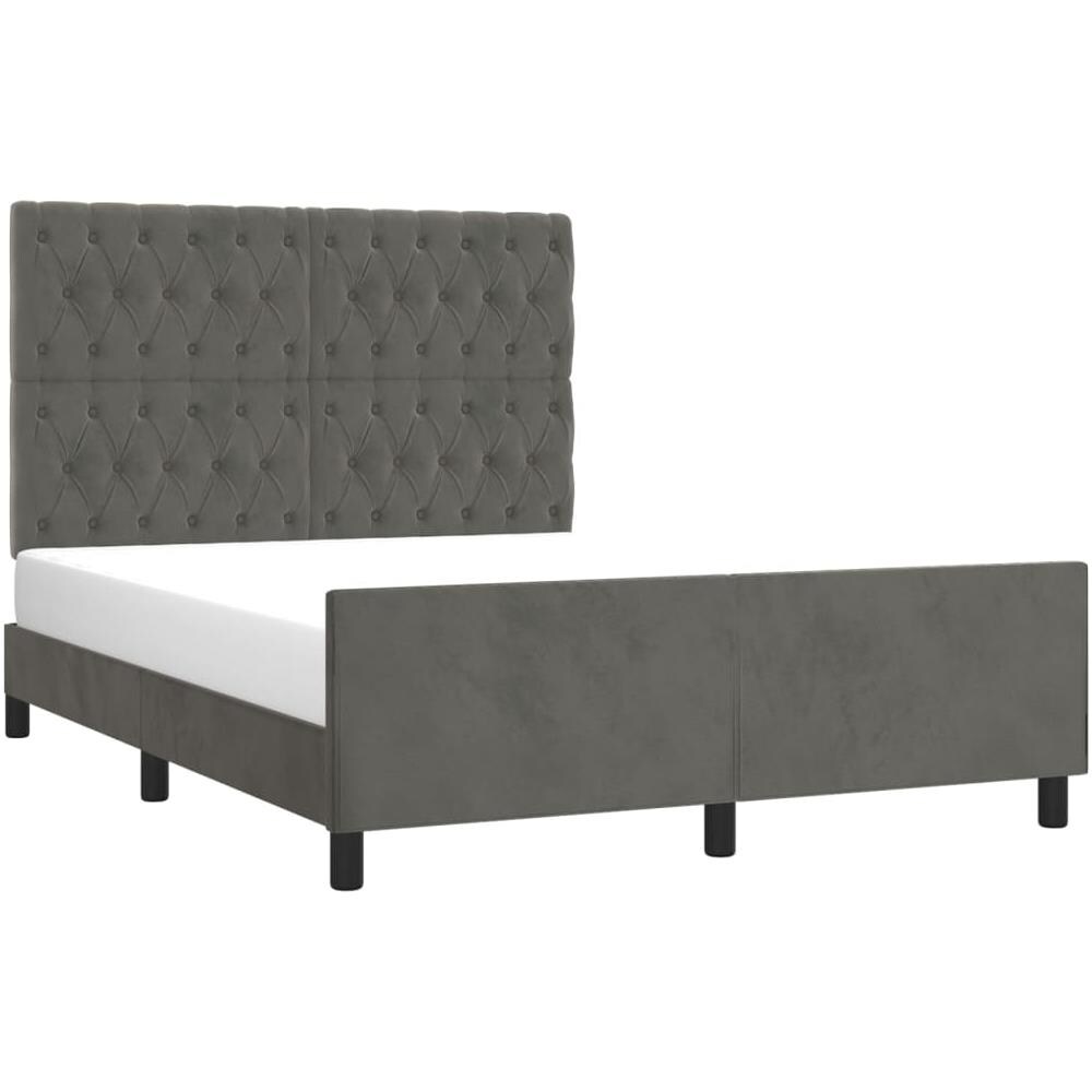 Giroletto Con Testiera Grigio Scuro 140x190 Cm In Velluto - Foto 3