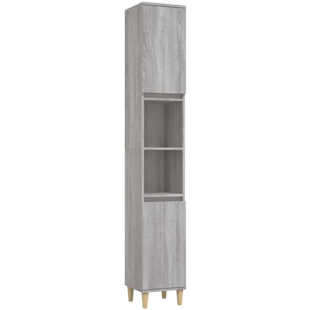 Armadietto Bagno Grigio Sonoma 30x30x190cm In Legno Multistrato - Foto 2