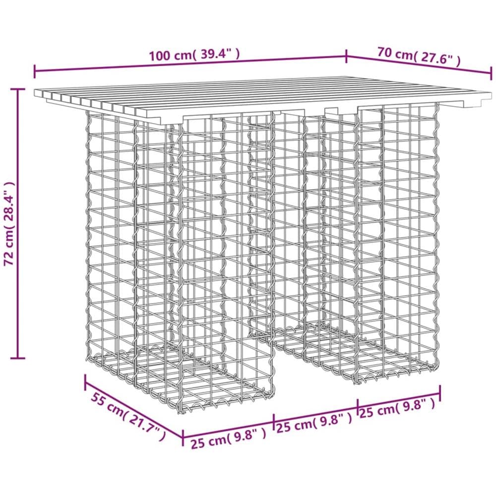 Panca da Giardino Design Gabbione 100x70x72 cm Pino Impregnato - Foto 2