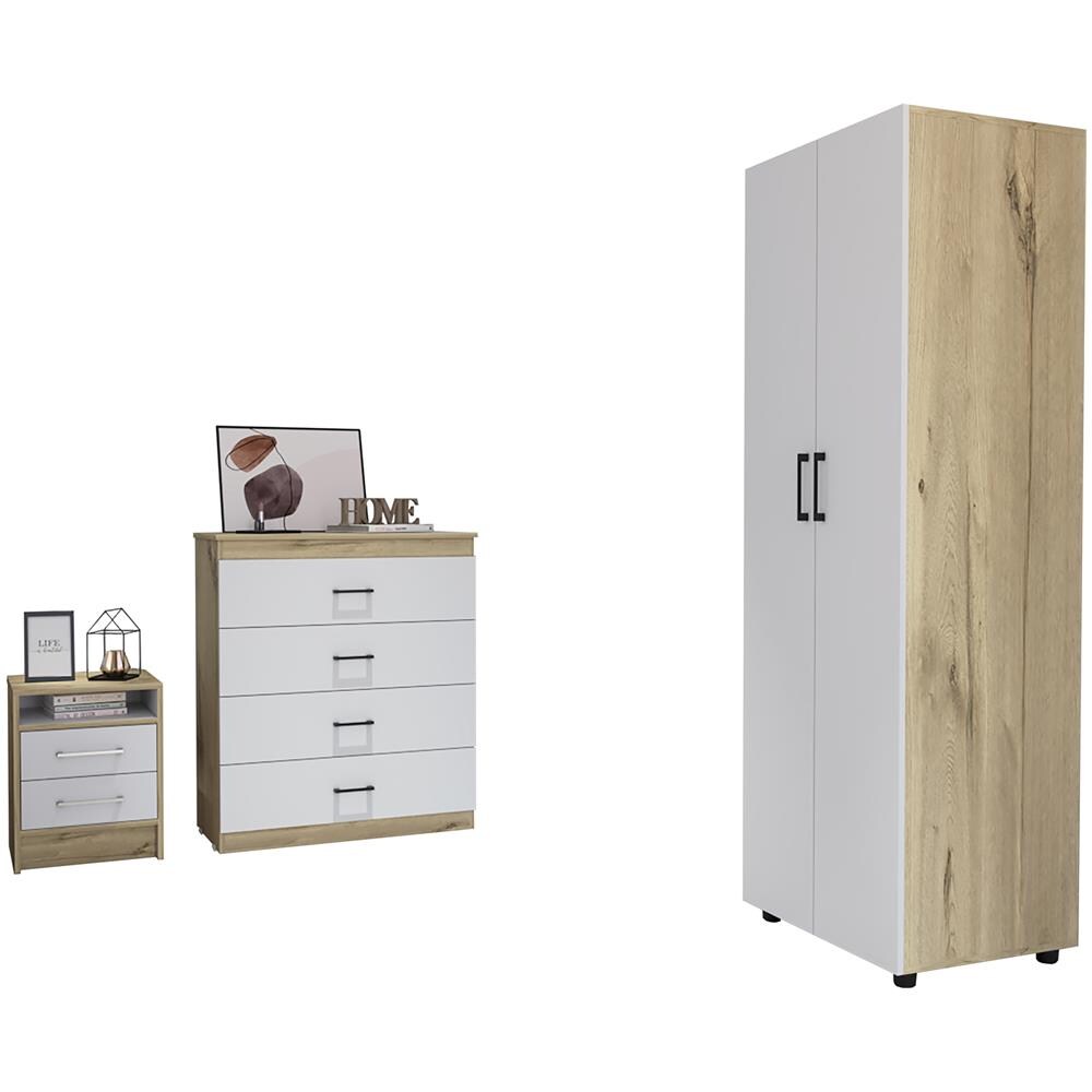 Set Ether, Comodino + Cassettiera 4 C + Armadio 2 P - Foto 1