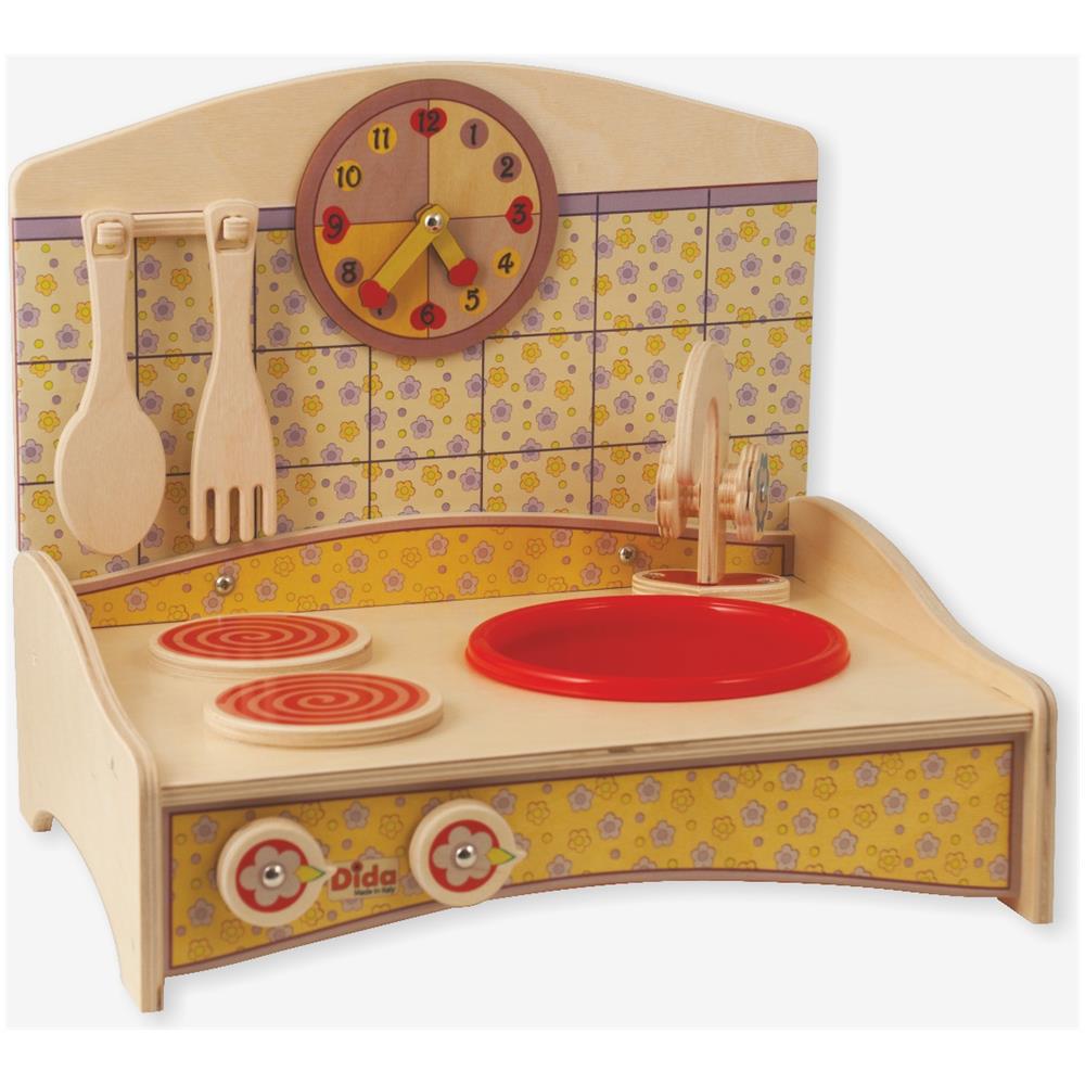 Mini Cucina Con Decoro Giallo - Cucina Giocattolo Da Tavolo In Legno Per Bambini - Foto 1
