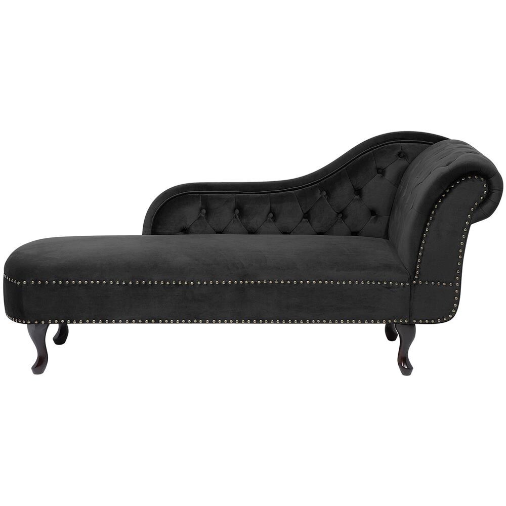 Chaise Longue Destra In Velluto Nero Nimes - Foto 1