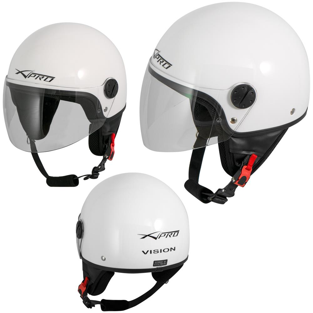 Casco Jet Demi Scooter Moto Omologato Ece 22 Visiera Antigraffio Bianco Xs - Foto 1