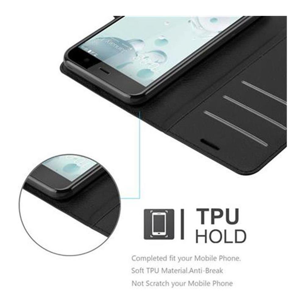Custodia Compatibile Con Htc U Play In Nero Carbone - Coperchio Protettiva Con Chiusura Magnetica, Funzione Stand E Tasca Per Le Carte - Foto 2