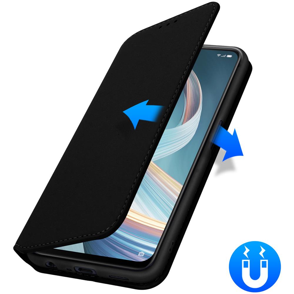 Custodia Oppo Reno 4z Portacarte Funzione Supporto Similpelle Liscia Nero - Foto 2