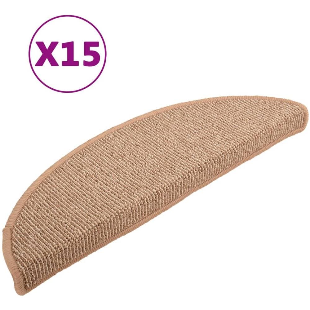 Tappetini per Scale 15 pz Marrone Chiaro 56x17x3 cm - Foto 1