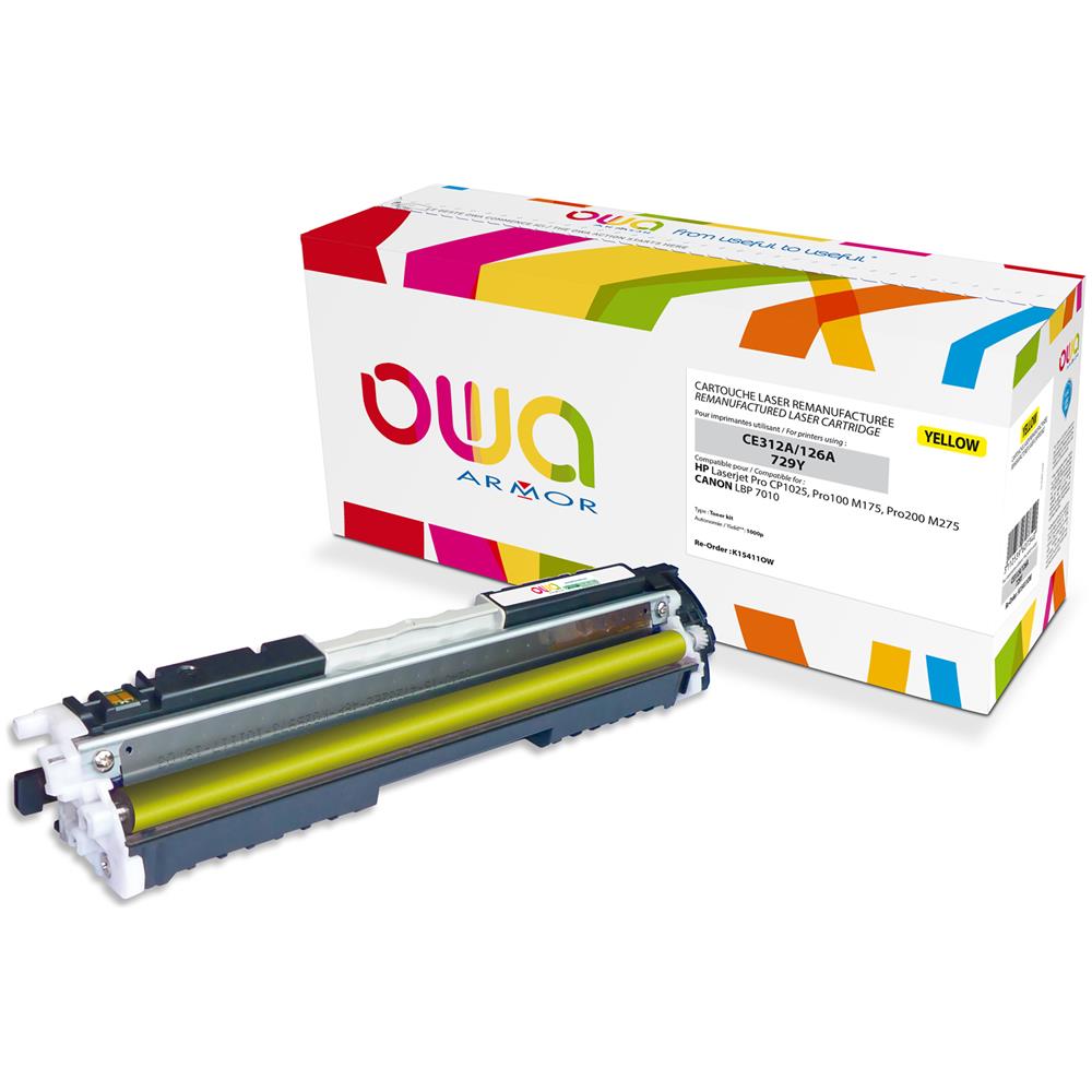 K15411OW, Cartuccia, Giallo, Laser, HP, Laserjet Pro CP1025, Pro100 M175, Pro200 M275, CANON LBP 7010, CE312A, 729Y - Foto 1