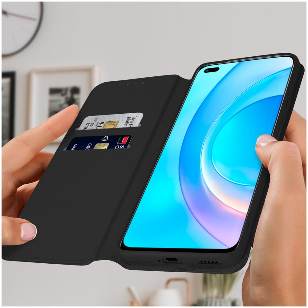 Custodia Huawei Nova 8i E Honor 50 Lite Portafoglio Funzione Supporto Video Nera - Foto 5