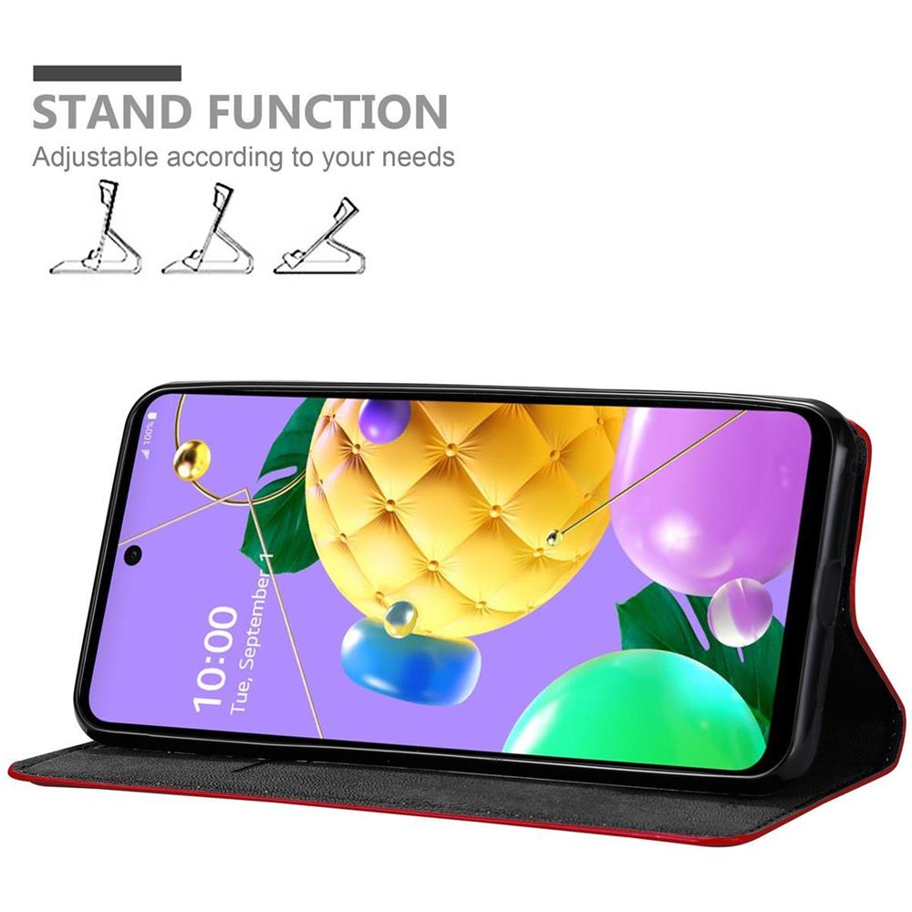 Custodia Compatibile Con Lg K52 In Rosso Mela - Coperchio Protettiva Con Chiusura Magnetica, Funzione Stand E Tasca Per Le Carte - Foto 2