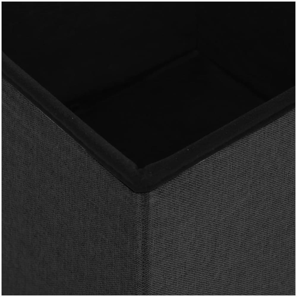 Sgabello Con Contenitore Pieghevole Nero In Simil Lino - Foto 2