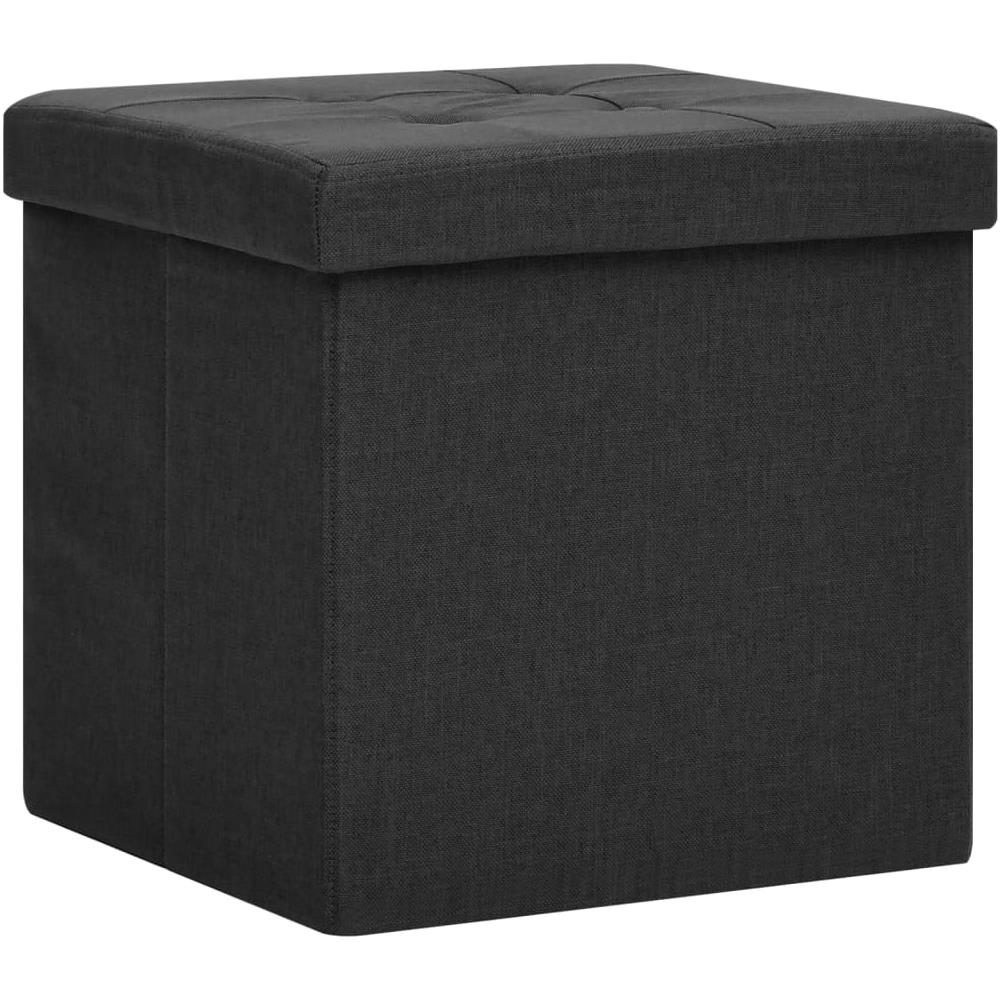 Sgabello Con Contenitore Pieghevole Nero In Simil Lino - Foto 1