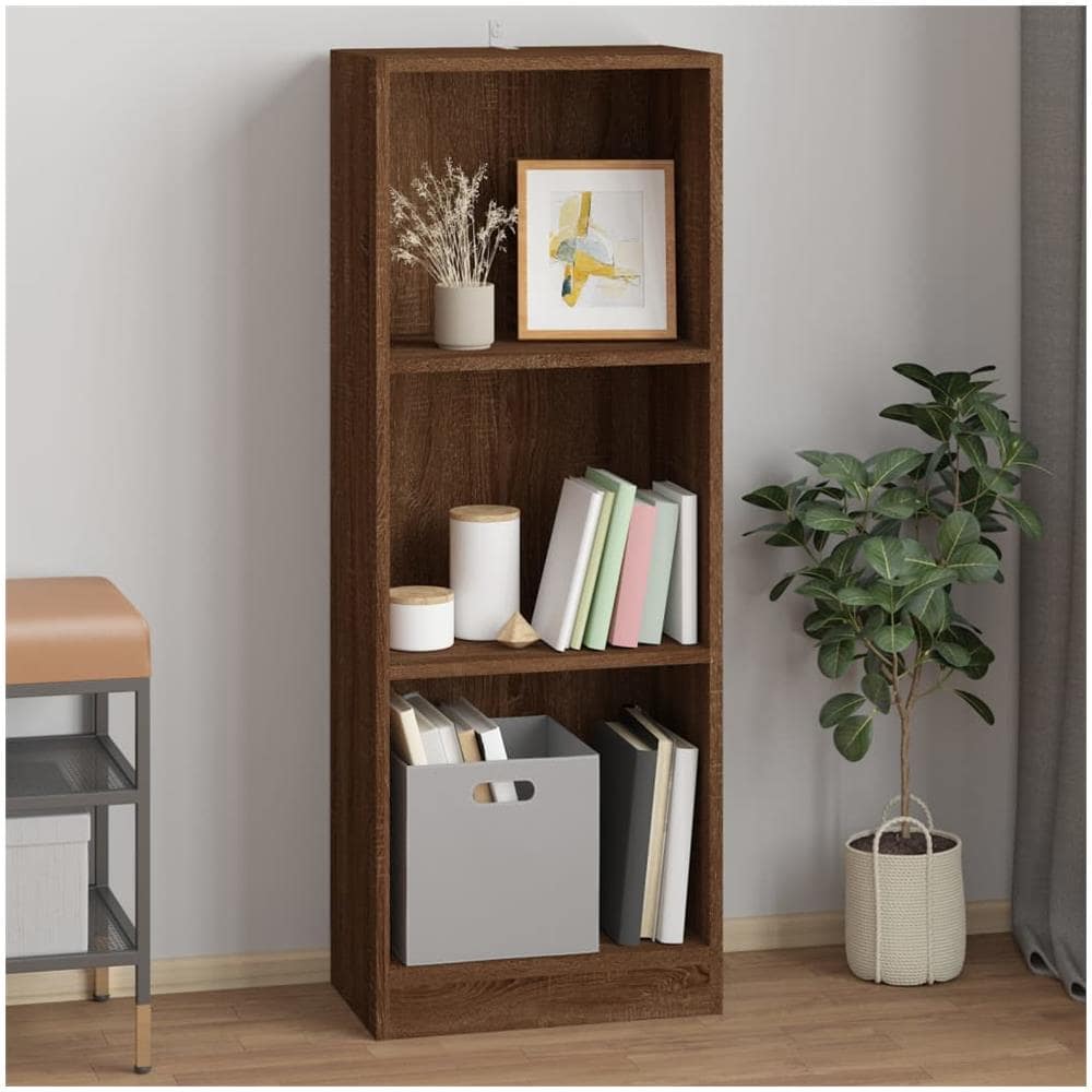 Libreria 3 Ripiani Rovere Marrone 40x24x109cm Legno Multistrato - Foto 1