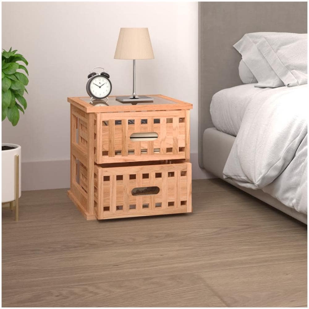 Comodino 34x34x34 Cm In Legno Massello Di Noce - Foto 3