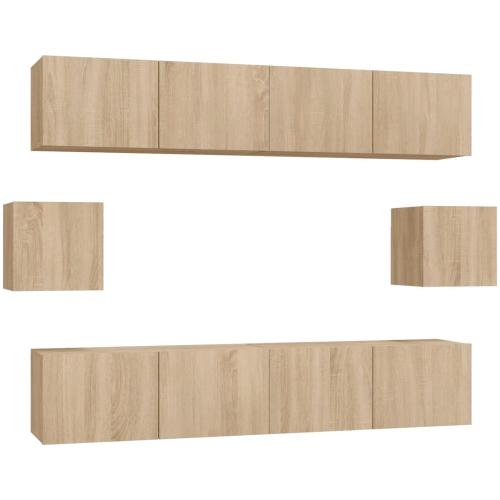 Set Di Mobili Porta Tv 6 Pz Rovere Sonoma In Legno Multistrato - Foto 2