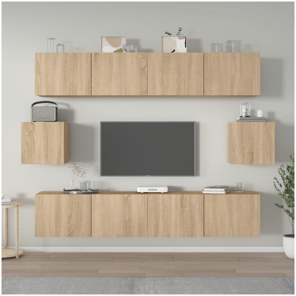 Set Di Mobili Porta Tv 6 Pz Rovere Sonoma In Legno Multistrato - Foto 1