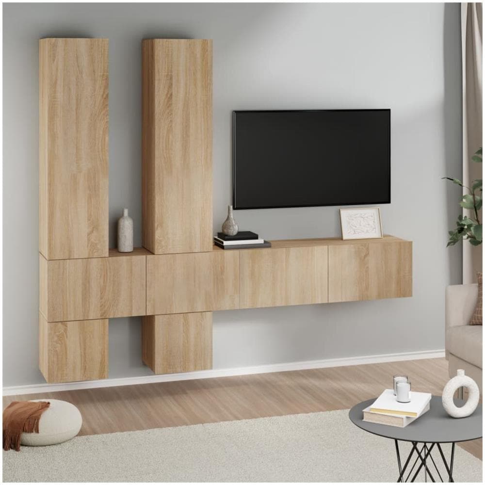 Mobile A Parete VidaXL Rovere - 80x20x30 Cm, Legno Multistrato, Per Cucina O Soggiorno - Foto 3