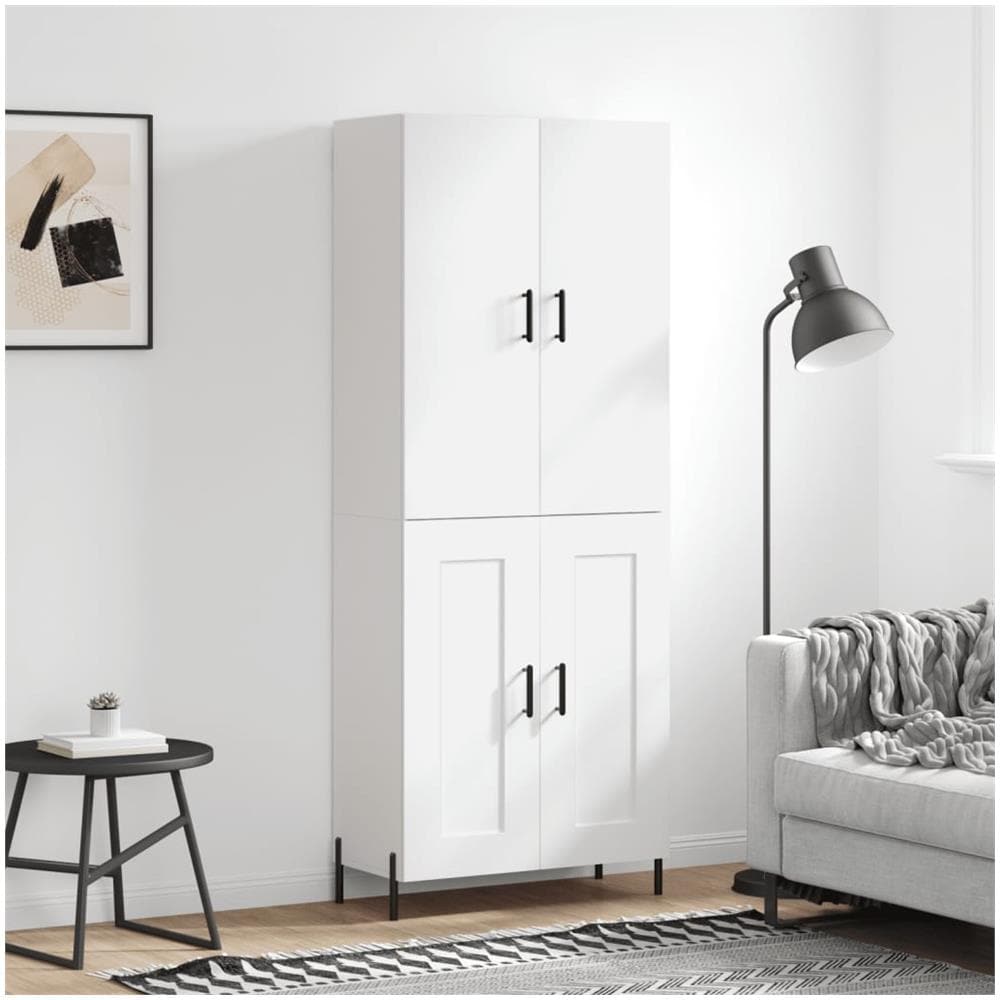 Credenza Bianca 69,5x34x180 Cm In Legno Multistrato - Foto 1