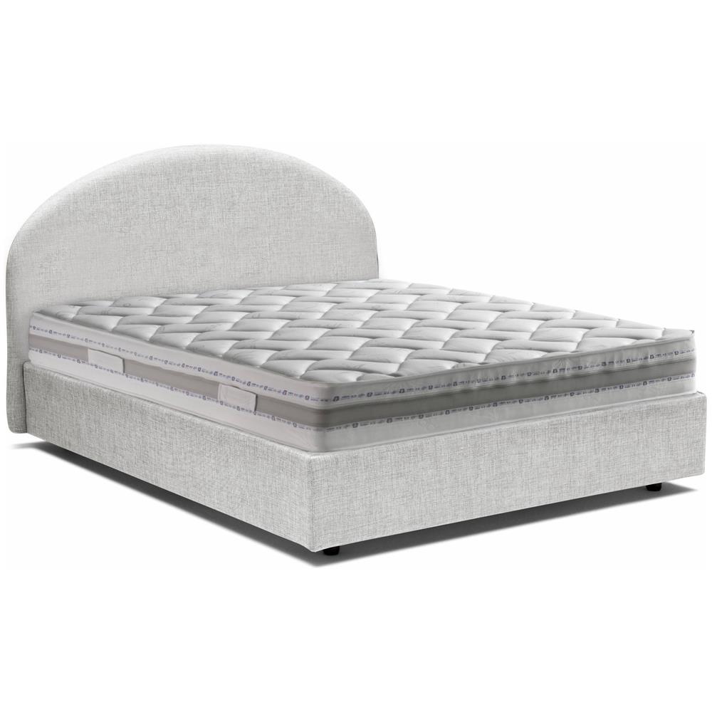 Letto Matrimoniale Cora, Letto Contenitore Con Rivestimento In Tessuto, 100% Made In Italy, Apertura Frontale, Con Materasso Cm 160x190 Incluso, Bianco - Foto 1