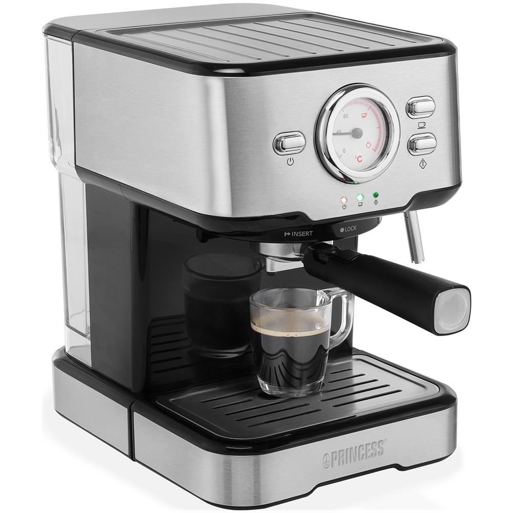 Macchina da Caffè Espresso 249415 Manuale, Adattatore ESE, con Scaldatazze,Colore Argento - Foto 2