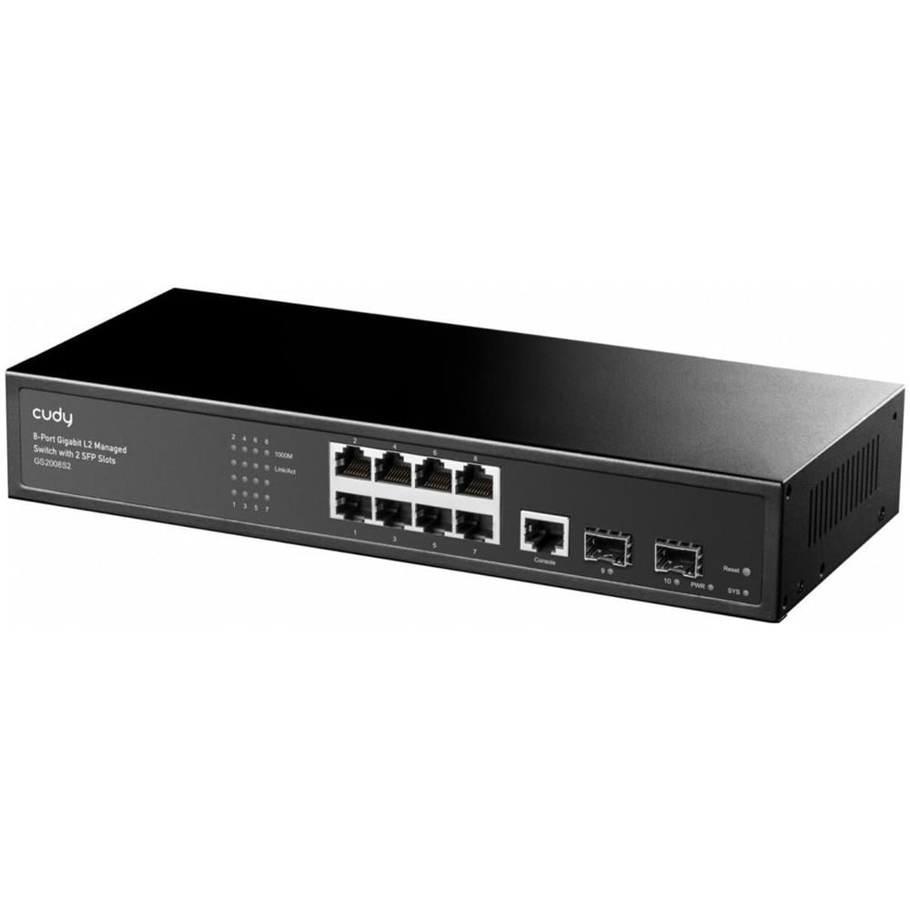 GS2008S2 switch di rete Gestito L2 Gigabit Ethernet (10/100/1000) 1U Nero - Foto 1