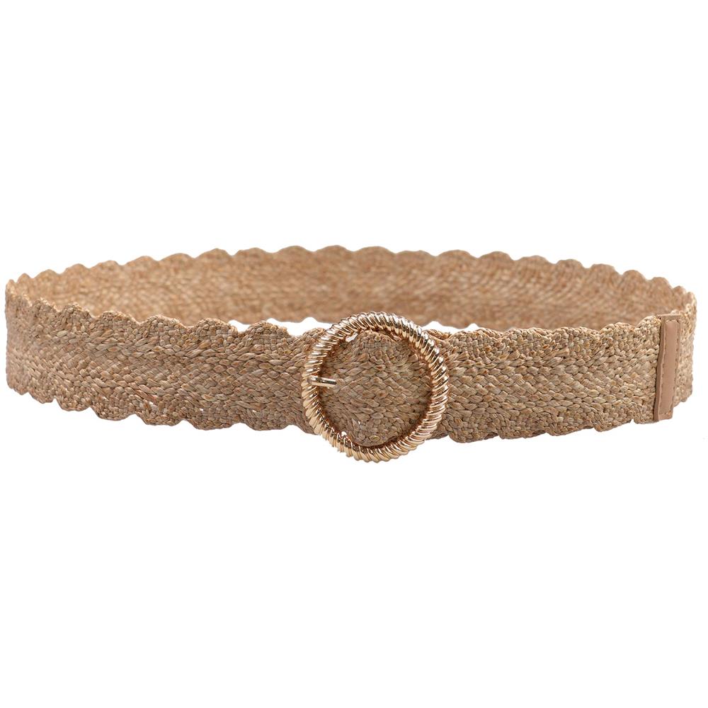 Cintura con Fibbia Rotonda Elastica Chic Beige - Foto 1