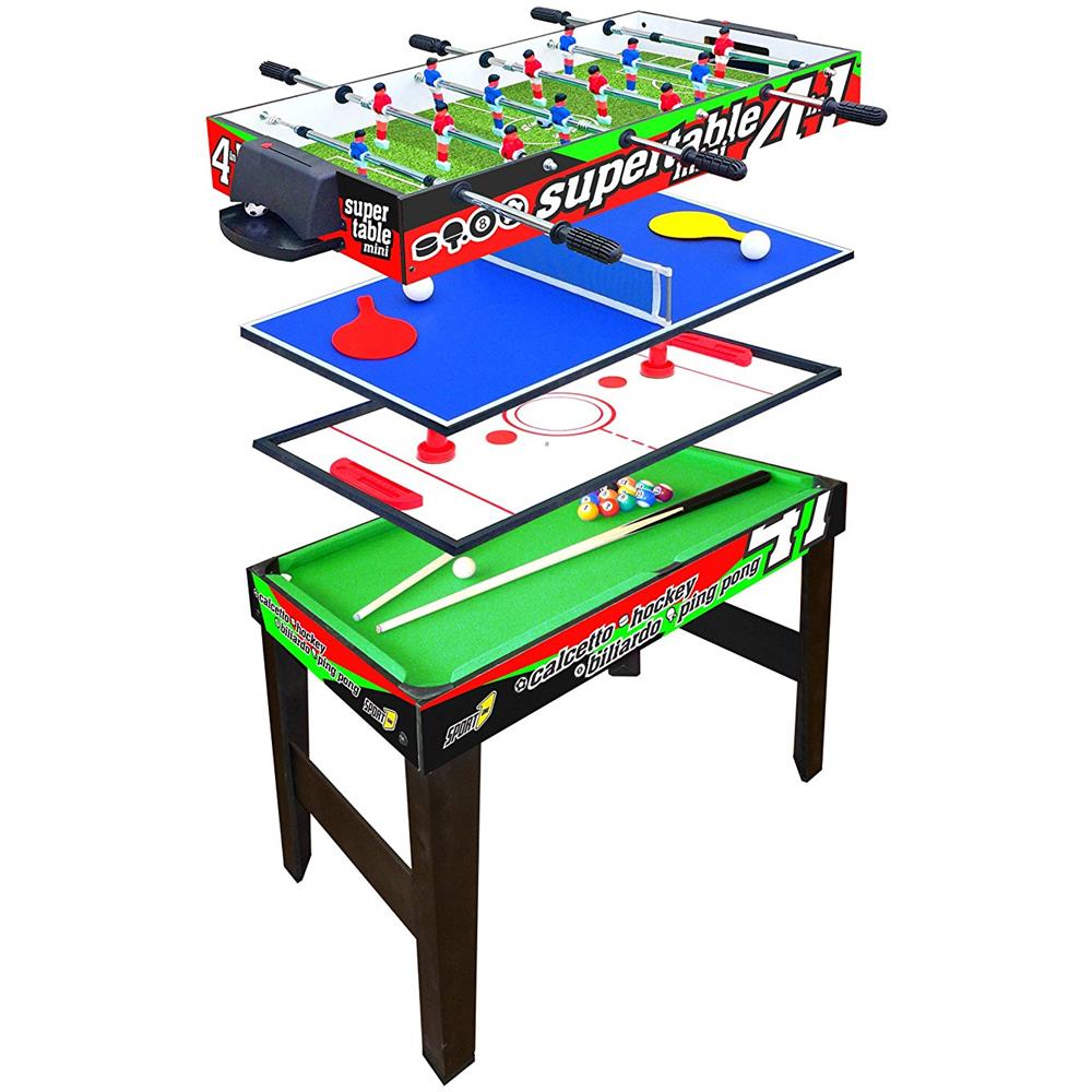 Calcetto con Aste Telescopiche 4 in 1 Calcetto, Biliardo, Ping Pong e Hockey  - Foto 1