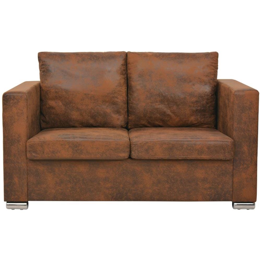 Divano A 2 Posti 137x73x82 Cm In Pelle Scamosciata Artificiale - Foto 2