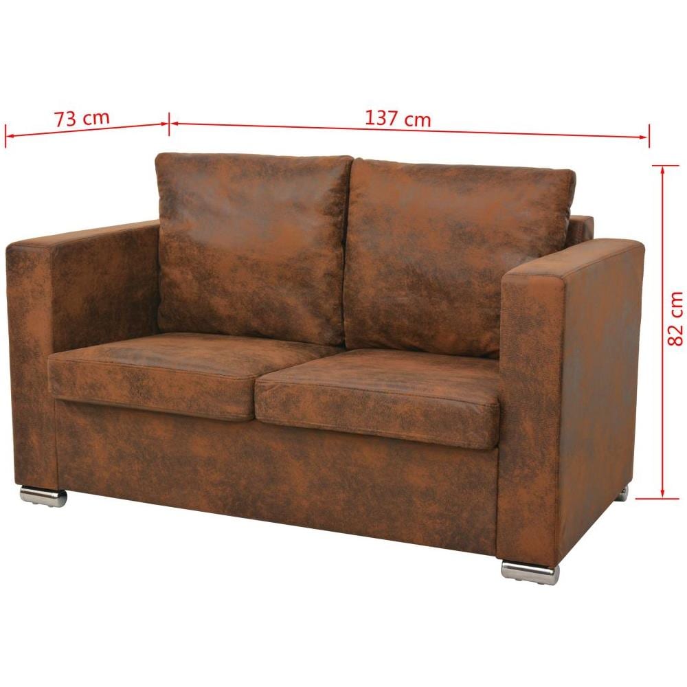 Divano A 2 Posti 137x73x82 Cm In Pelle Scamosciata Artificiale - Foto 5