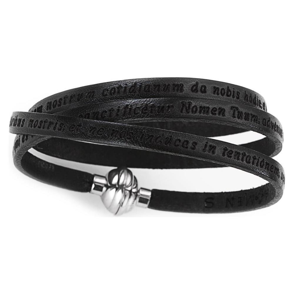 Bracciale In Pelle - Collezione Classic - Colore Nero - Misura 60 Padre Nostro Latino - Foto 1