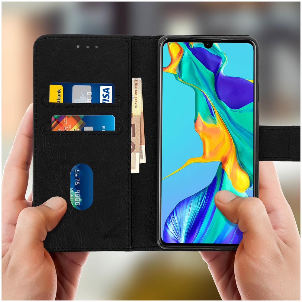 Custodia Huawei P30 Portacarte Funzione Supporto Cover Silicone Nero - Foto 5