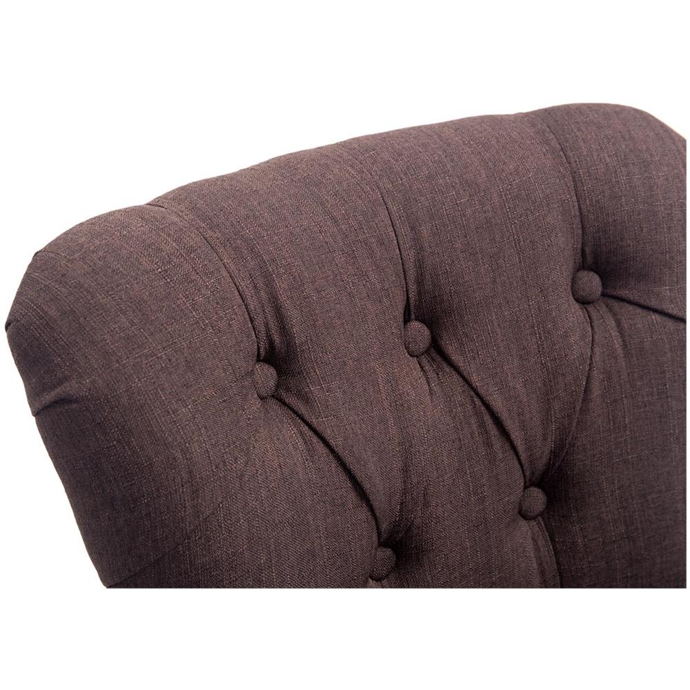 Sgabello Legno Lakewood Antico-Chiaro - Sgabello Alto Vintage in Tessuto - Sedia Bar Chesterfield con Poggiapiedi Alt. 74 cm Marrone - Foto 5