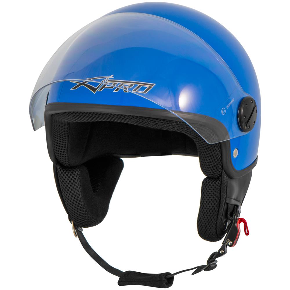 Casco Jet Demi Scooter Moto Omologato Ece 22 Visiera Antigraffio Blu S - Foto 5