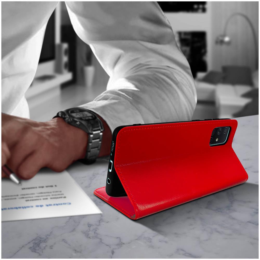 Custodia Samsung Galaxy A51pelle Portafoglio Funzione Stand - Rosso - Foto 2
