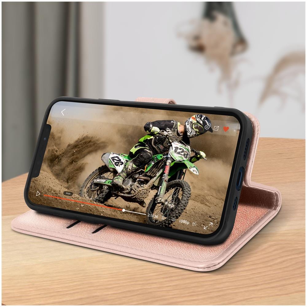 Custodia Per Apple Iphone 12 Pro Max Portacarte Supporto Rosa Champagne - Foto 5
